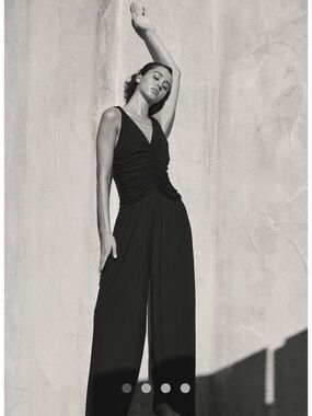Free People Black Backless Ruched Jumpsuit